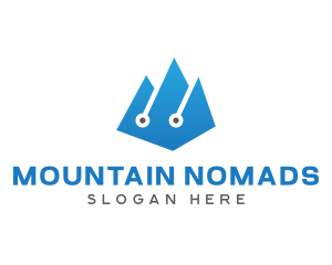 Geometric Circuit Mountain logo design