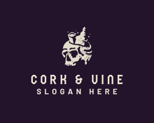 Skeleton Skull Liquor logo design