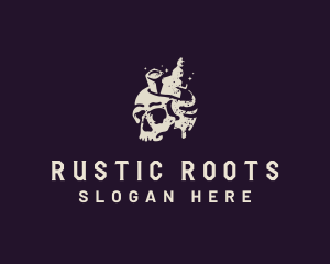 Skeleton Skull Liquor logo design