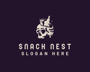 Skeleton Skull Liquor logo design