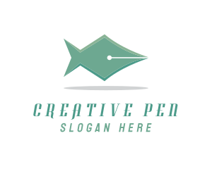 Pen Nib Fish logo design