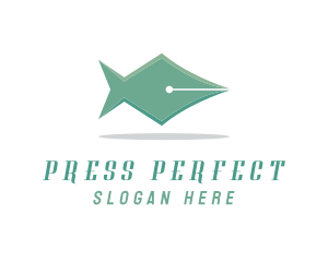 Pen Nib Fish logo design