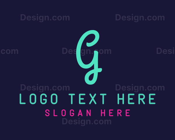 Cursive Blue Neon G Logo