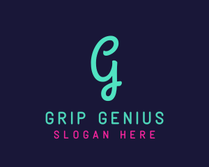 Cursive Blue Neon G logo design