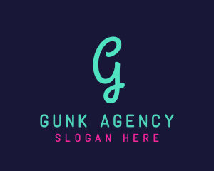 Cursive Blue Neon G logo design