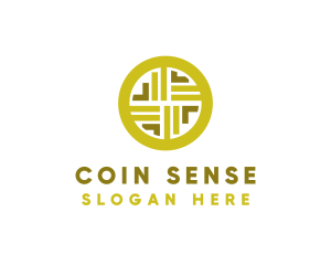 Gold Decorative Business Coin logo design