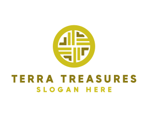 Gold Decorative Business Coin logo design