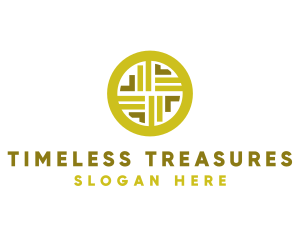 Gold Decorative Business Coin logo design