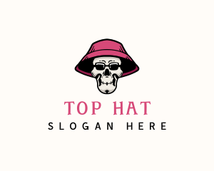 Hipster Skull Hat logo design