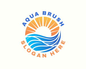 Ocean Wave Beach logo design