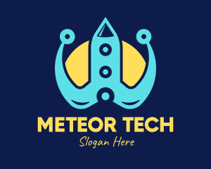 Blue Tech Rocket logo design