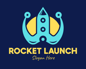 Blue Tech Rocket logo design