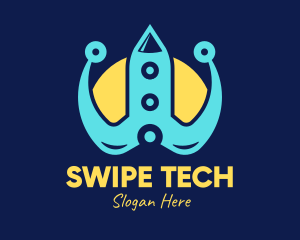 Blue Tech Rocket logo design