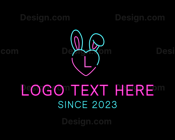 Neon Heart Bunny Logo