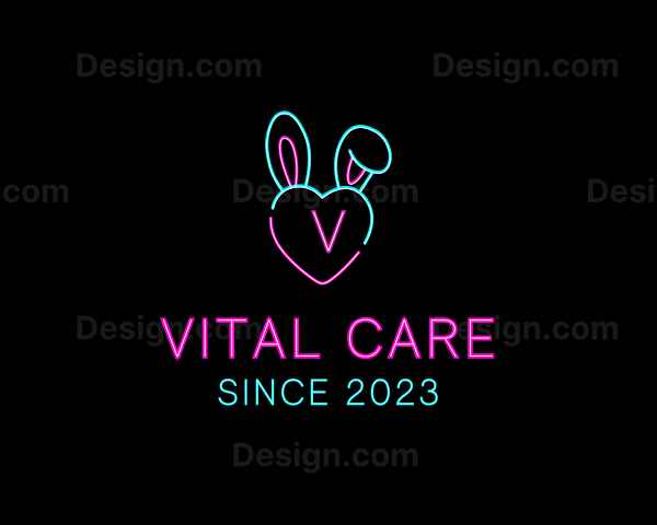 Neon Heart Bunny Logo