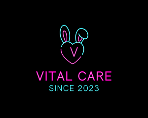 Neon Heart Bunny  Logo