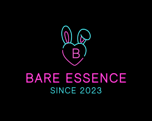 Neon Heart Bunny  logo design