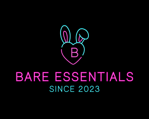 Neon Heart Bunny  logo design