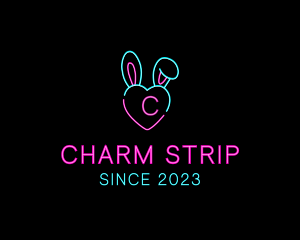 Neon Heart Bunny  logo design