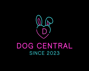 Neon Heart Bunny  logo design