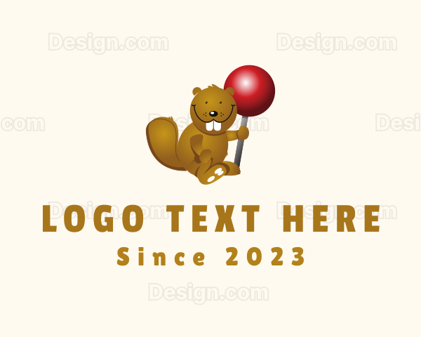 Cute Beaver Lollipop Logo