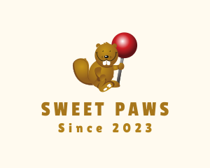 Cute Beaver Lollipop logo design