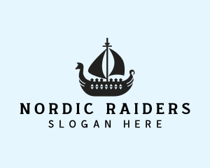 Medieval Viking Ship logo design