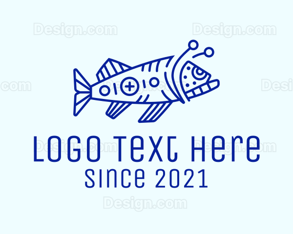 Minimalist Blue Anglerfish Logo