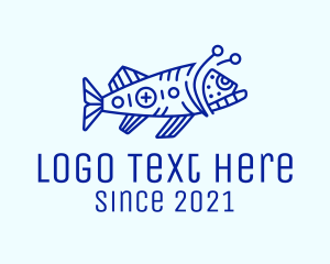 Minimalist Blue Anglerfish logo