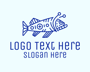 Minimalist Blue Anglerfish Logo