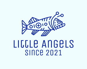 Minimalist Blue Anglerfish logo