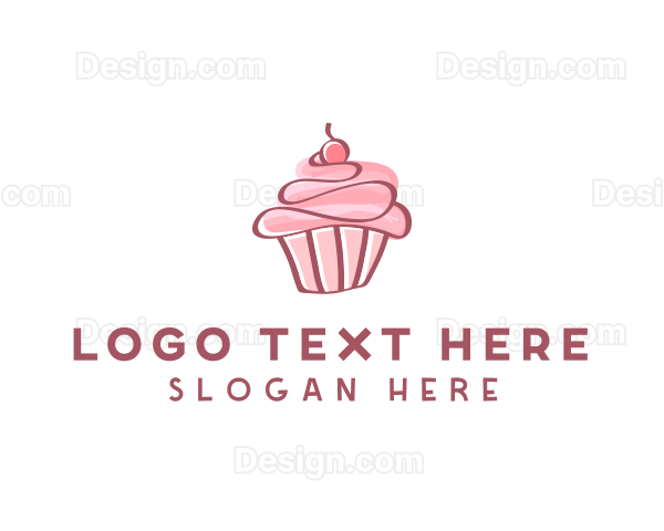 Sweet Watercolor Cupcake Logo