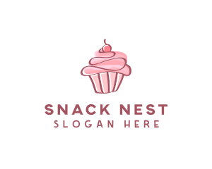 Sweet Watercolor Cupcake  logo design