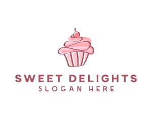 Sweet Watercolor Cupcake  logo design