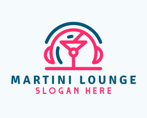 Cocktail Glass Headphones  logo design