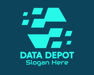 Pixel Data Hexagon logo design