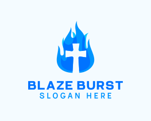 Blue Fire Cross logo design