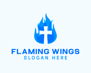 Blue Fire Cross logo design