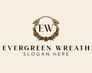 Wedding Floral Wreath  logo design