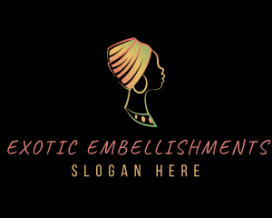 African Lady Headwrap logo design