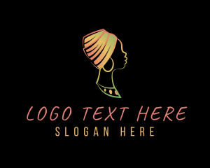 Sophisticated - African Lady Headwrap logo design