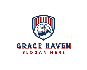 Eagle Flag Shield Crest Logo