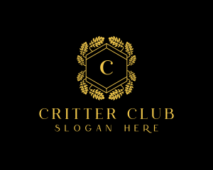 Hexagon Wreath Hotel Club logo design