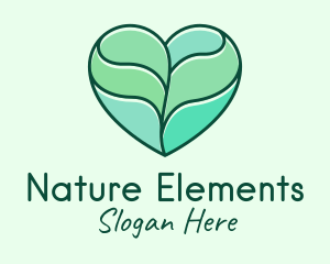 Nature Leaf Heart  logo design