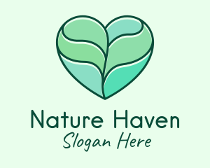 Nature Leaf Heart  logo design