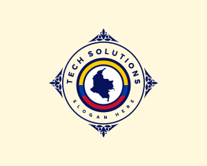 Colombia Map Tourism Logo