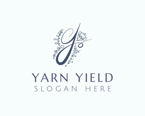 Botanical Flower Letter Y logo design