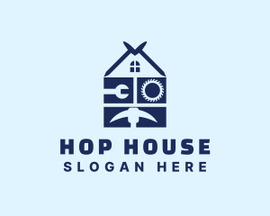 Blue House Construction logo design