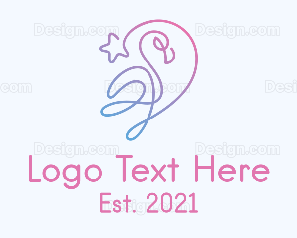 Gradient Monoline Flamingo Logo