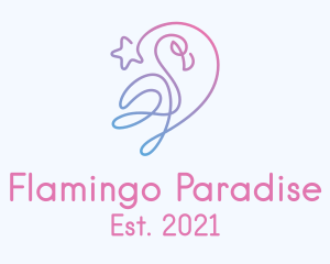 Gradient Monoline Flamingo  logo design